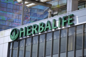 File photo of the Herbalife logo in downtown Los Angeles California